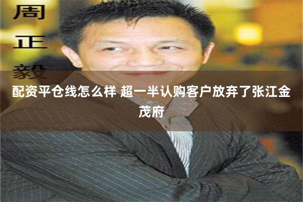 配资平仓线怎么样 超一半认购客户放弃了张江金茂府