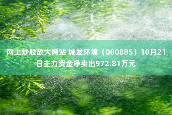 网上炒股放大网站 城发环境（000885）10月21日主力资金净卖出972.81万元