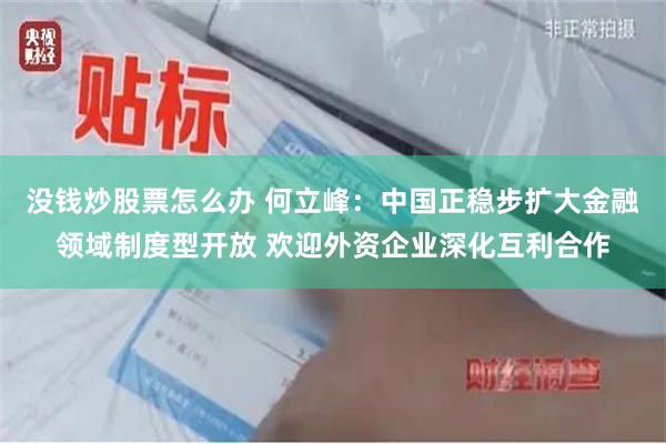 没钱炒股票怎么办 何立峰：中国正稳步扩大金融领域制度型开放 欢迎外资企业深化互利合作